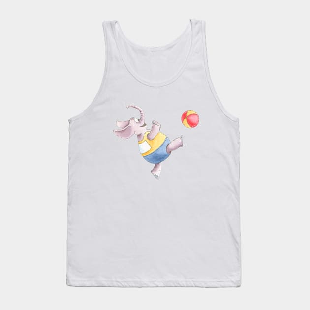 FUNNY ELEPHANT PLAYING BALL WATERCOLOR Tank Top by ReignGFX